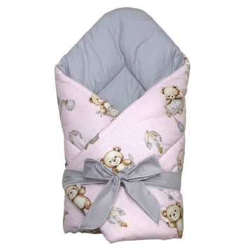 Rożek wiązany Misie boho róż