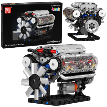 Klocki Konstrukcyjne Silnik V8 Model Mechaniczny Ruchome Tłoki 552 el.