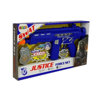 Zestaw Policyjny Pistolet Odznaka Granatowy Dźwięk Efekty Świetlne 37cm