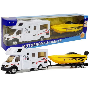 Camper z  Żółtą Motorówką i Napędem Frykcyjnym 1:48