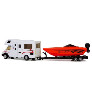 Camper z Czerwoną Motorówką i Napędem Frykcyjnym 1:48