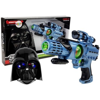Zestaw Pistolet Laserowy Maska Wojownika Kosmosu Światła Dźwięki