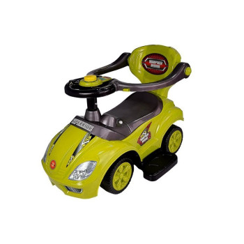 Jeździk z Pchaczem Dla Dzieci Mega Car 3w1 Piszczek Schowek Żółty