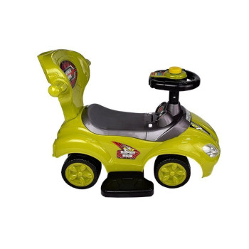 Jeździk z Pchaczem Dla Dzieci Mega Car 3w1 Piszczek Schowek Żółty
