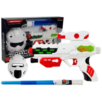 Kosmiczny Pistolet Laserowy z Maską Miecz Świecący