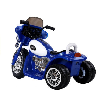 Motor na Akumulator Trójkołowy JT568 Policja Dla Dzieci LED Niebieski