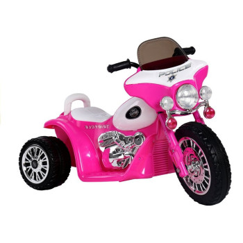Motor na Akumulator Trójkołowy JT568 Policja Dla Dzieci LED Ciemnoróżowy
