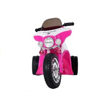 Motor na Akumulator Trójkołowy JT568 Policja Dla Dzieci LED Ciemnoróżowy
