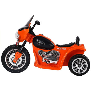 Motor na Akumulator Trójkołowy JT568 Policja Dla Dzieci LED Pomarańczowy