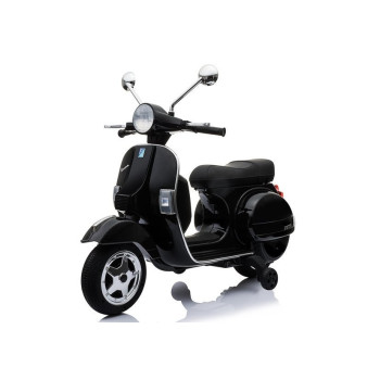 Skuter na Akumulator Vespa Dla Dzieci Światła LED Panel MP3 Czarny