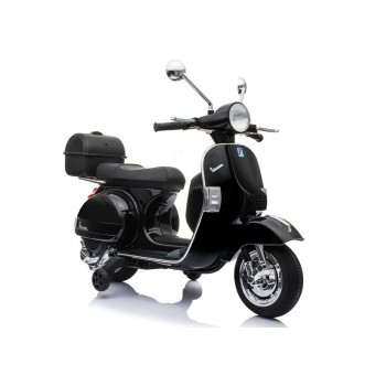 Skuter na Akumulator Vespa Dla Dzieci Światła LED Panel MP3 Czarny