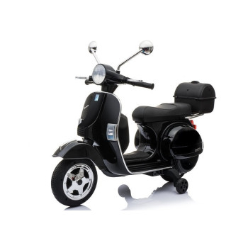 Skuter na Akumulator Vespa Dla Dzieci Światła LED Panel MP3 Czarny