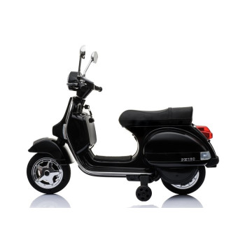 Skuter na Akumulator Vespa Dla Dzieci Światła LED Panel MP3 Czarny