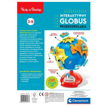 Interaktywny Globus Przedszkolaka Uczę się Bawiąc Język Polski Clementoni 50757