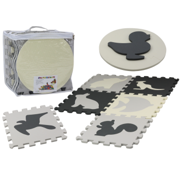 Miękkie Puzzle Mata Kontrastowa Edukacyjna Pianka EVA Szare 28 ele.