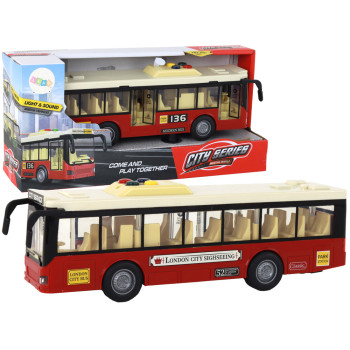 Autobus Na Baterie Światła Dźwięki Czerwony Miejski  1:16