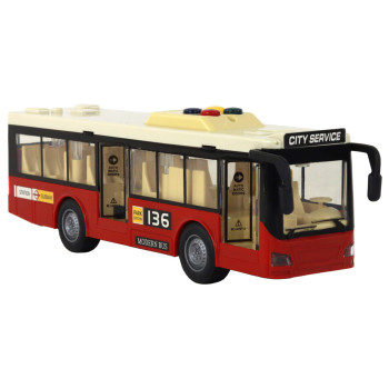 Autobus Na Baterie Światła Dźwięki Czerwony Miejski  1:16