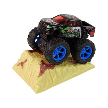 Auto Resorak Z Naciągiem Monster Truck Big Foot Gumowe Opony Rampa