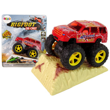 Auto Resorak Z Naciągiem Monster Truck Big Foot Gumowe Opony Rampa
