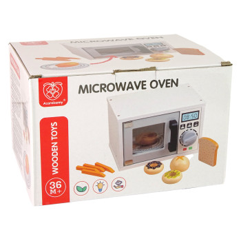 Drewniana Kuchenka Mikrofalowa Mikrofalówka Jedzenie Biała