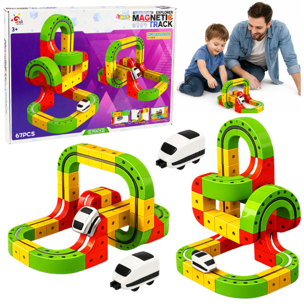 Tor Magnetyczny Z Elektrycznym Pociągiem 3D  Kreatywny Konstrukcyjny 67 el.