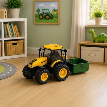 Traktor Rolniczy Farmerski Z Rozsiewaczem Nawozu Światła Dźwięk Żółty 1:24
