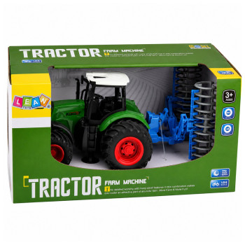 Traktor Rolniczy Farmerski Gospodarski z Wałem Uprawowym Zielony 1:24
