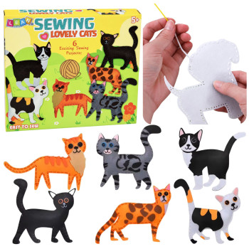 Zestaw Kreatywny Pluszaki Do Szycia Filcowe Maskotki Kotki DIY 6 szt.