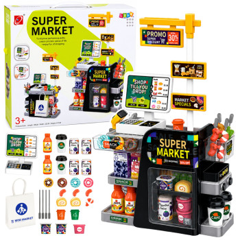 Supermarket Kasa Fiskalna Skaner Dystrybutor Napojów Światła Dźwięki 65 el.