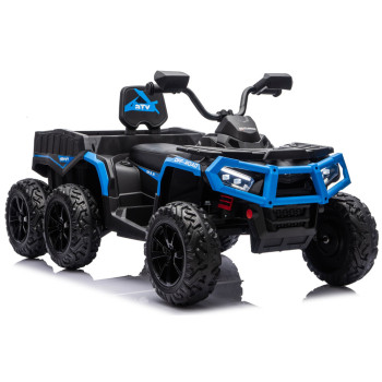 Quad Na Akumulator ATV 6 Kół Z Przyczepką JC606 24V 4x4 Niebieski