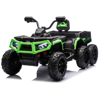 Quad Na Akumulator ATV 6 Kół Z Przyczepką JC606 24V 4x4 Zielony