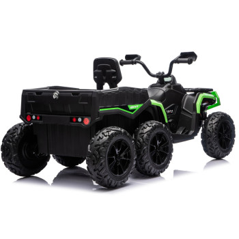 Quad Na Akumulator ATV 6 Kół Z Przyczepką JC606 24V 4x4 Zielony