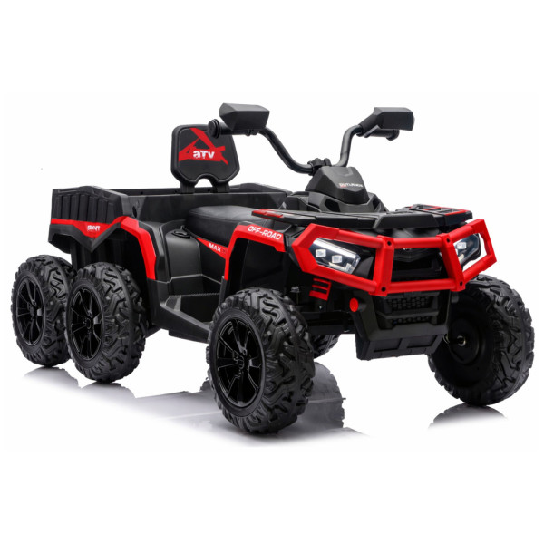 Quad Na Akumulator ATV 6 Kół Z Przyczepką JC606 24V 4x4 Czerwony