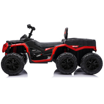 Quad Na Akumulator ATV 6 Kół Z Przyczepką JC606 24V 4x4 Czerwony