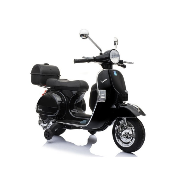 Skuter na Akumulator Vespa Dla Dzieci Światła LED Panel MP3 Czarny
