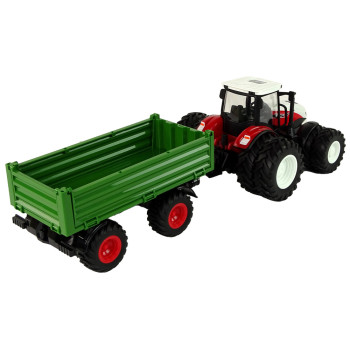 Traktor Zdalnie Sterowany z Przyczepą 1:24 Czerwony Zielony