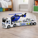 Zestaw Policyjny Ciężarówka Laweta Auto Helikopter Światła Dźwięk