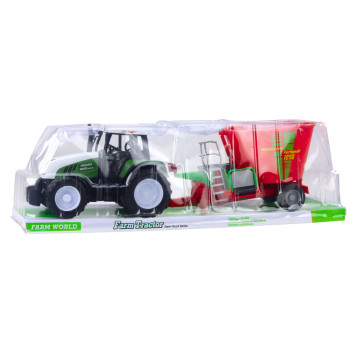 Traktor Rolniczy Farmerski Z Przyczepą Mieszalnik Paszy Zielony 50cm