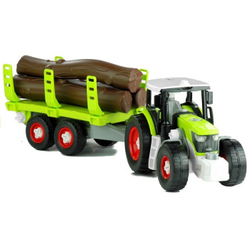 Rozkręcany Traktor z Przyczepą z Drewnem 43 cm
