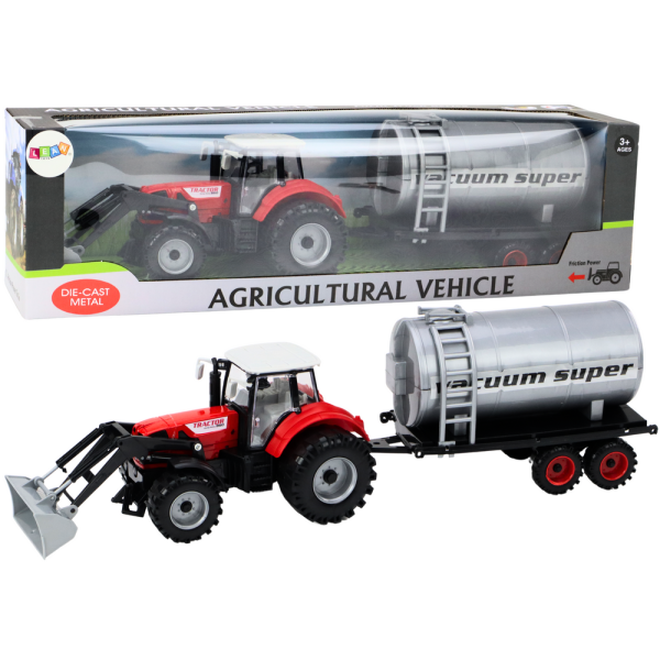 Traktor Rolniczy Koparka z Cysterną Napęd Czerwony