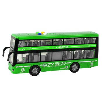 Autobus Piętrowy Na Baterie Światła Dźwięki Napęd Frykcyjny Zielony 1:16