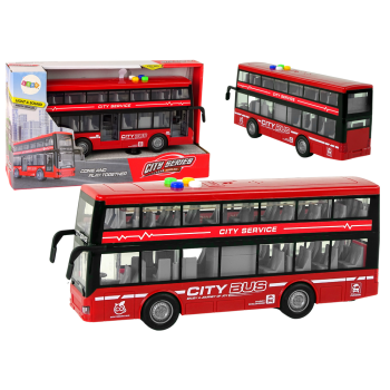 Autobus Piętrowy Na Baterie Światła Dźwięki Napęd Frykcyjny Czerwony 1:16