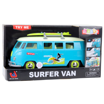 Samochód Surfer Van Bus Deska Surfingowa Światła Dźwięki Turkusowy