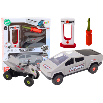 Zestaw Nowoczesne Auto z Quadem Do Rozkręcania DIY Szary