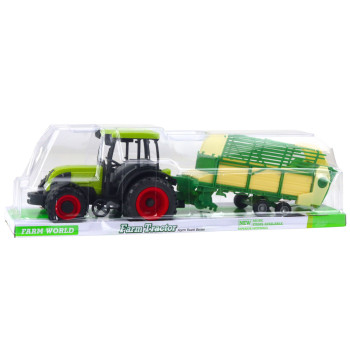 Traktor Rolniczy Farmerski Z Zielono-Żółtą Przyczepą Zielony 50cm