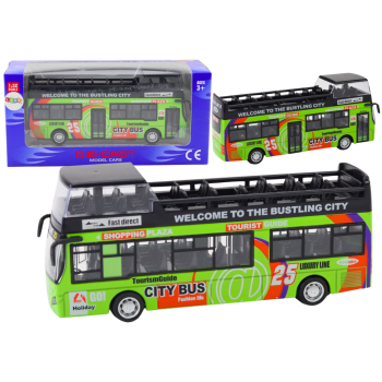 Autobus Piętrowy Turystyczny 1:32 Otwierane Drzwi Zielony