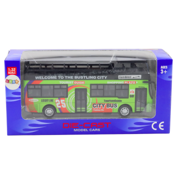 Autobus Piętrowy Turystyczny 1:32 Otwierane Drzwi Zielony