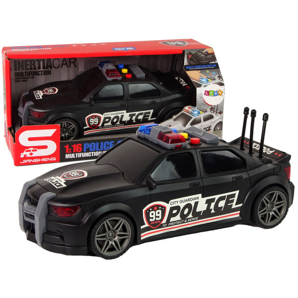 Auto Sportowe Otwierany Bagażnik Policja Światła Dźwięki Czarny 1:16