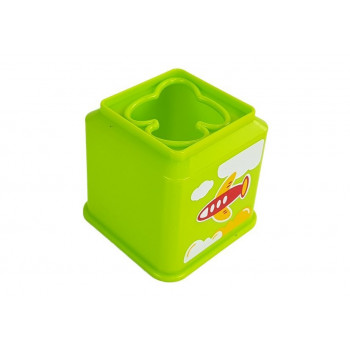 Piramidka Kubeczki  Kwadrat z Obrazkami Pojazdów Sorter dla Niemowlaka