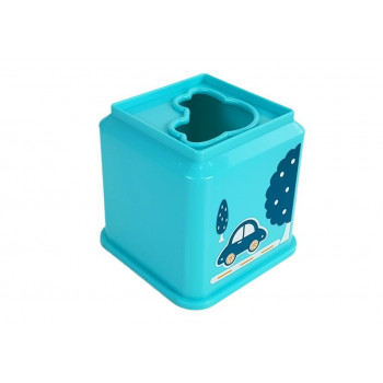 Piramidka Kubeczki  Kwadrat z Obrazkami Pojazdów Sorter dla Niemowlaka